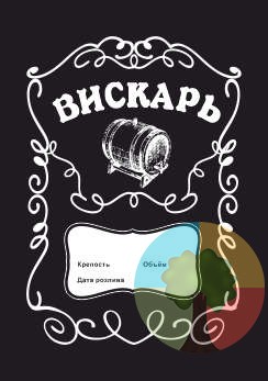 Этикетка Вискарь с бочкой, 10 шт