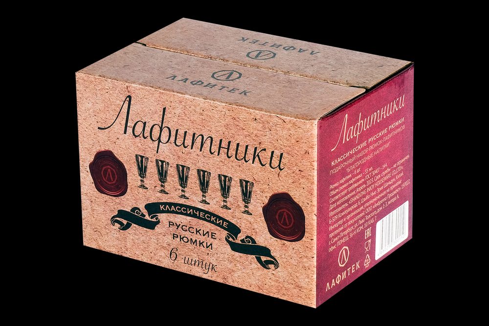 Подарочный набор из 6 рюмок-лафитников "ЛАФИТЕК" 35 мл "Благородные напитки"